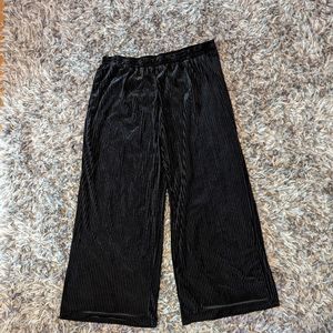 Black velour wide leg pants